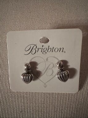 Brighton Silver Heart Drop Stud Earrings